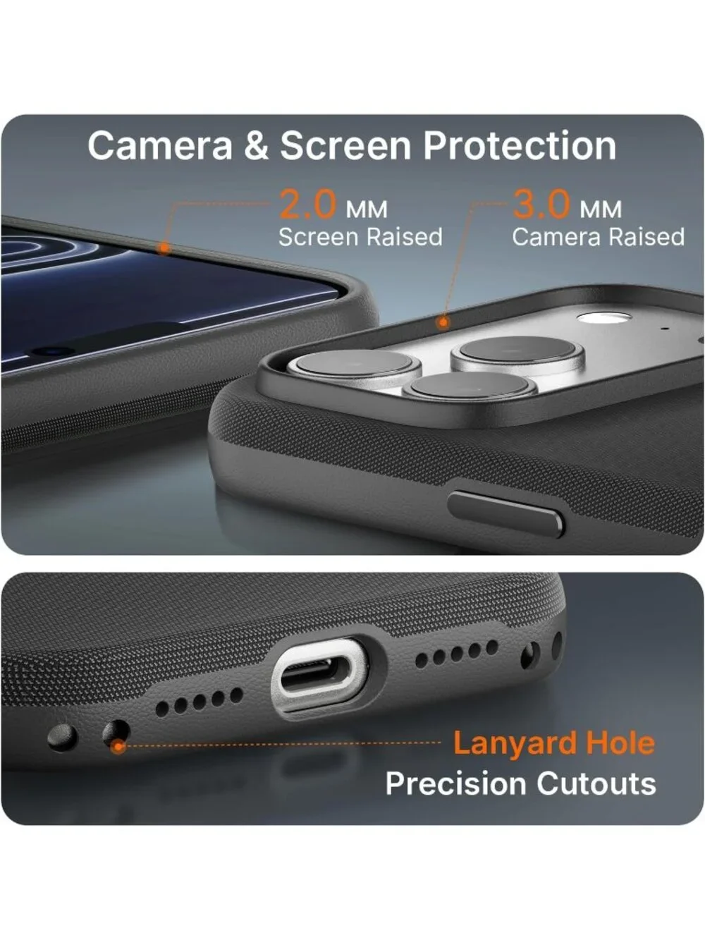 iPhone 17 Pro Max Black Techwoven Drop Protection Shockproof Skin-Friendly Case